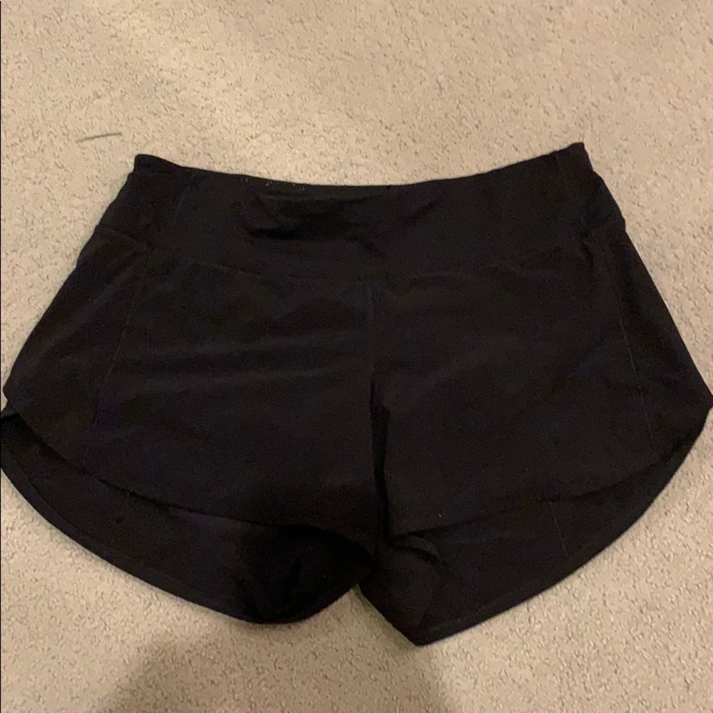 black lululemon speed up short long 4”